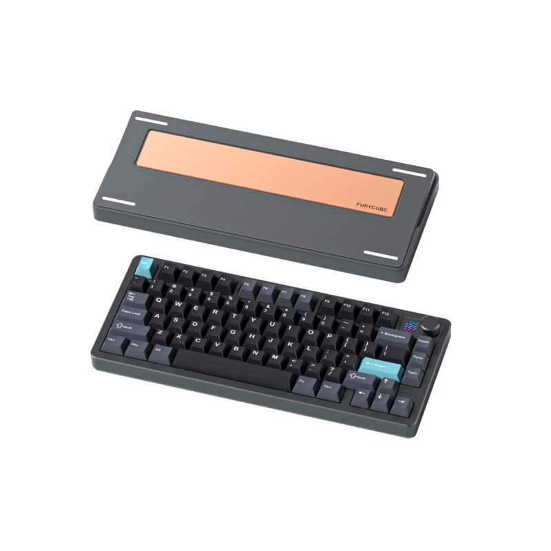 FURYCUBE F75 Wireless 3 Mode Mechanical with Knob Gaming Keyboard Hot Swappable  – 【Titanium】