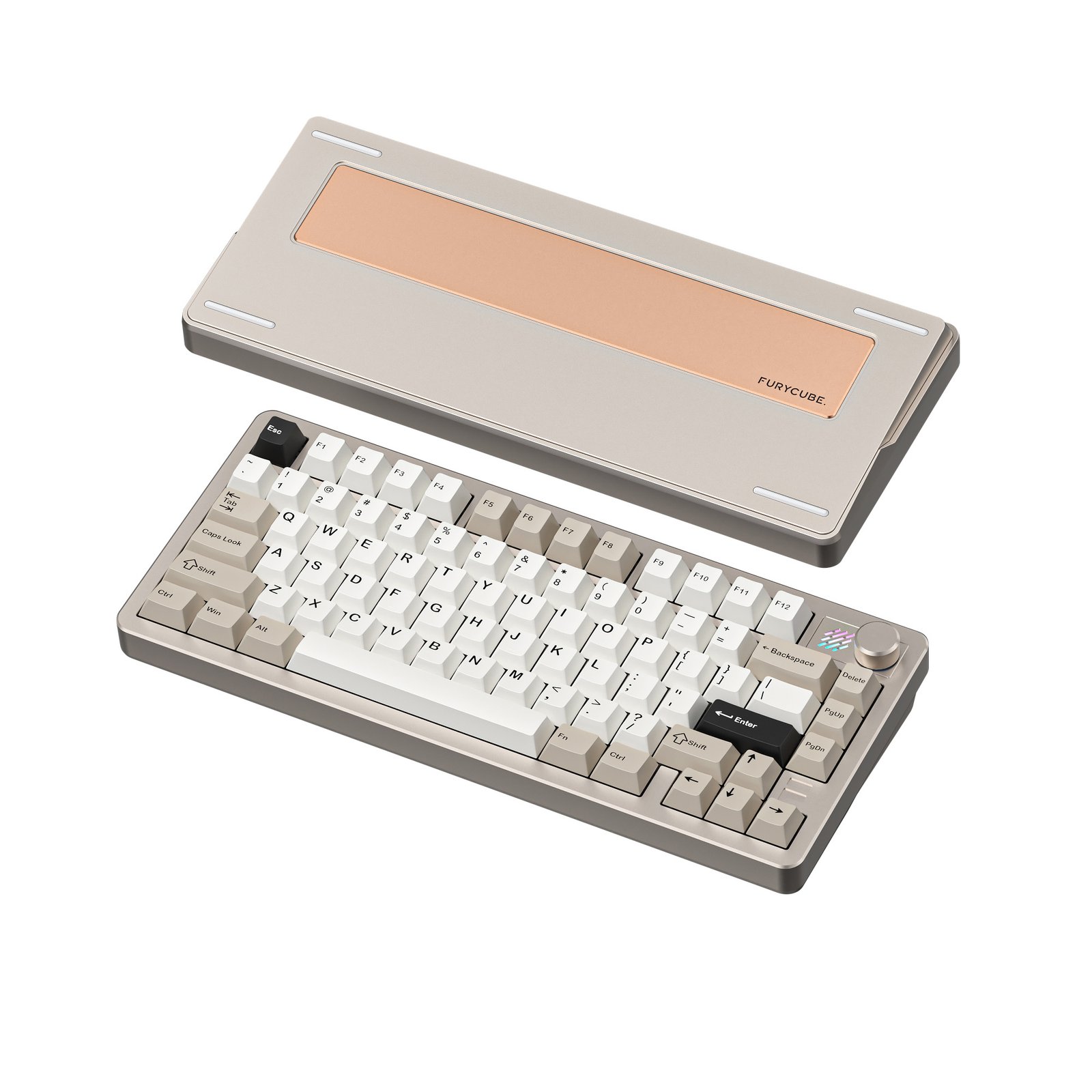 FURYCUBE F75 Wireless 3 Mode Mechanical with Knob Gaming Keyboard Hot Swappable –【Golden】- Only at EpicalArc