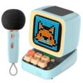 Divoom Ditoo-Mic Bluetooth Speaker with Karaoke Microphone - RGB Keyboard and Pixel Display Desktop Décor [Blue]