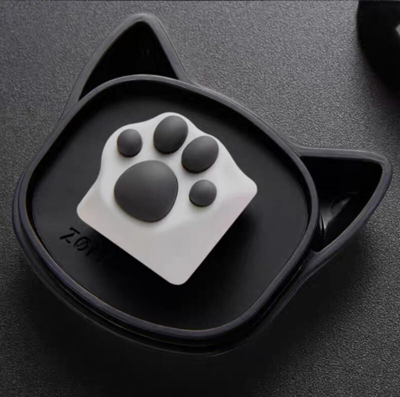 ZOMOPLUS Catty – White & Grey Cat’s Paw DIY Customized Key Cap - Image 4