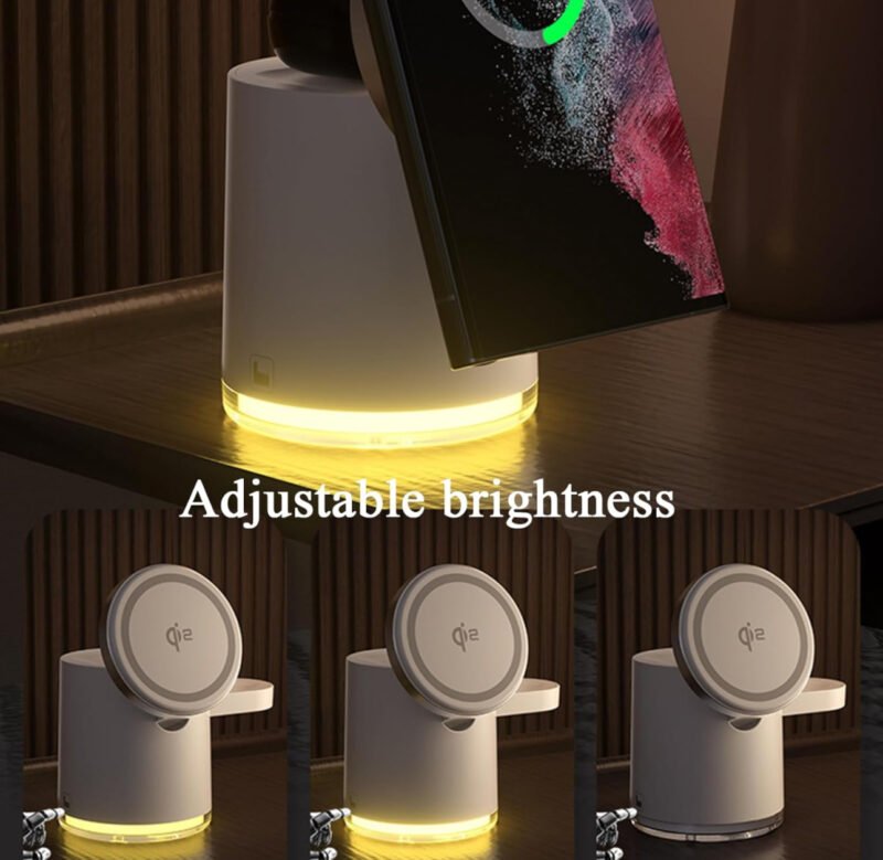 4-in-1 Magnetic Wireless Charger for Apple and Samsung with light bar - [Black] - Image 12