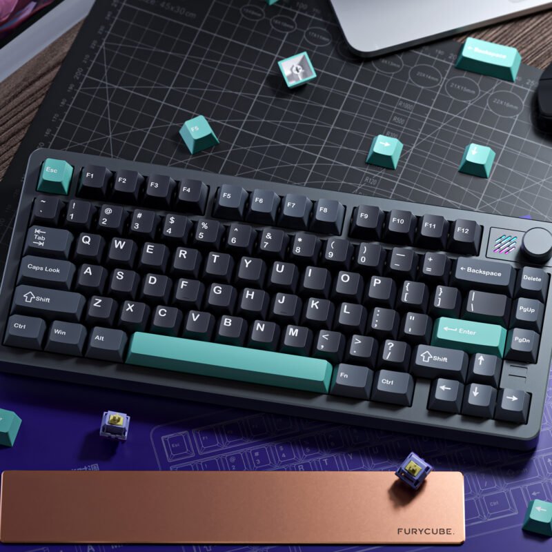 FURYCUBE F75 Wireless 3 Mode Mechanical with Knob Gaming Keyboard Hot Swappable  – 【Titanium】 - Image 4