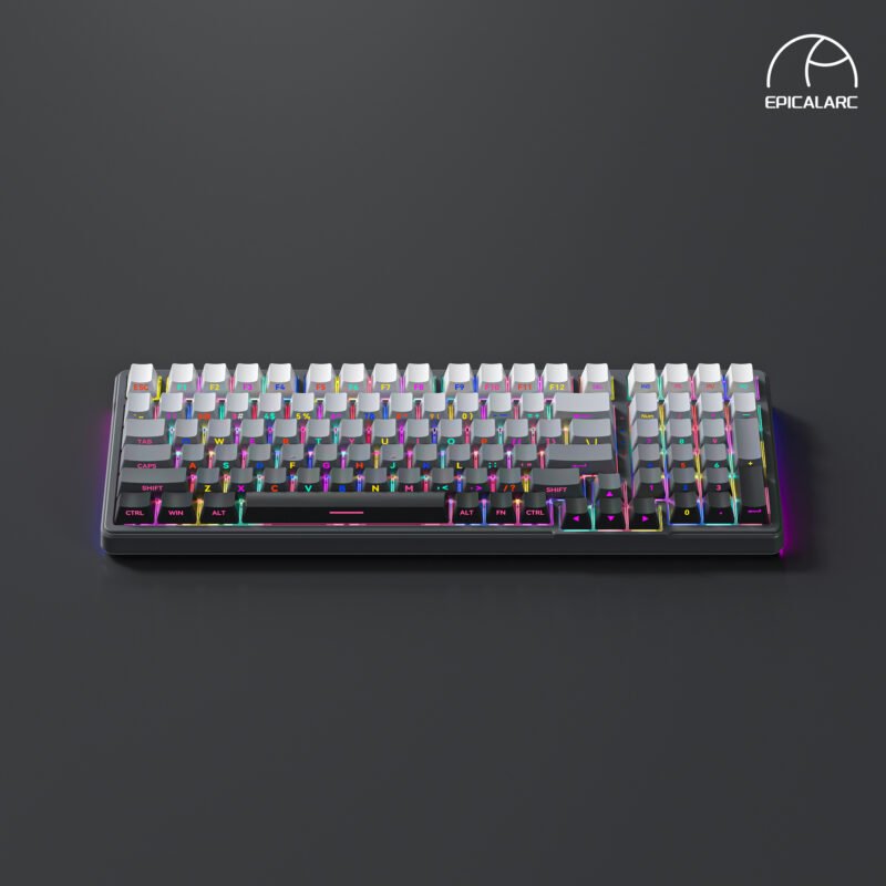 ZT99 Wireless 3 Mode Gradient Side Print Mechanical Gaming Keyboard Hot Swappable  – 【Grey】 - Image 4