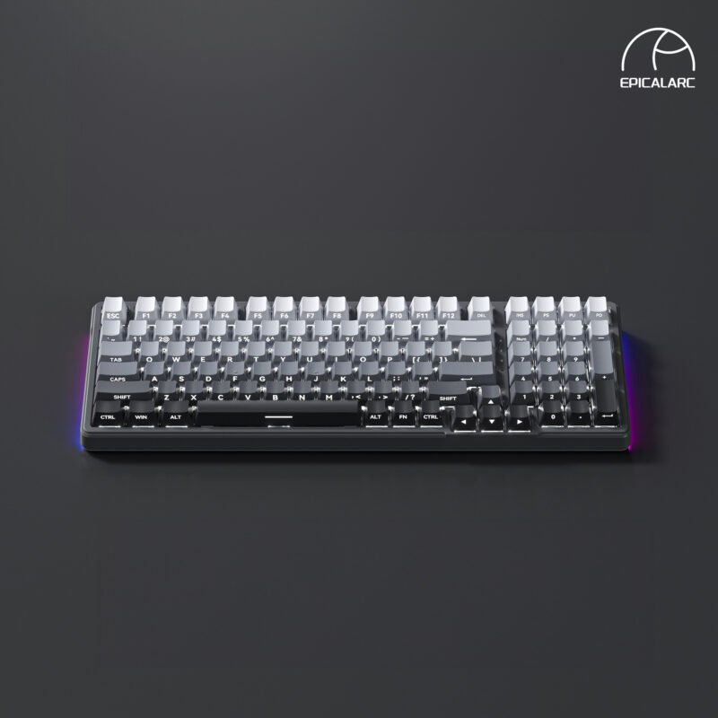 ZT99 Wireless 3 Mode Gradient Side Print Mechanical Gaming Keyboard Hot Swappable  – 【Grey】