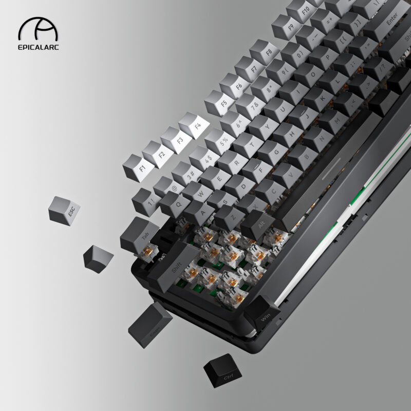 ZT99 Wireless 3 Mode Gradient Side Print Mechanical Gaming Keyboard Hot Swappable  – 【Grey】 - Image 2