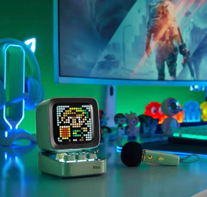Divoom Ditoo-Mic Bluetooth Speaker with Karaoke Microphone - RGB Keyboard and Pixel Display Desktop Décor [Green] - Image 5