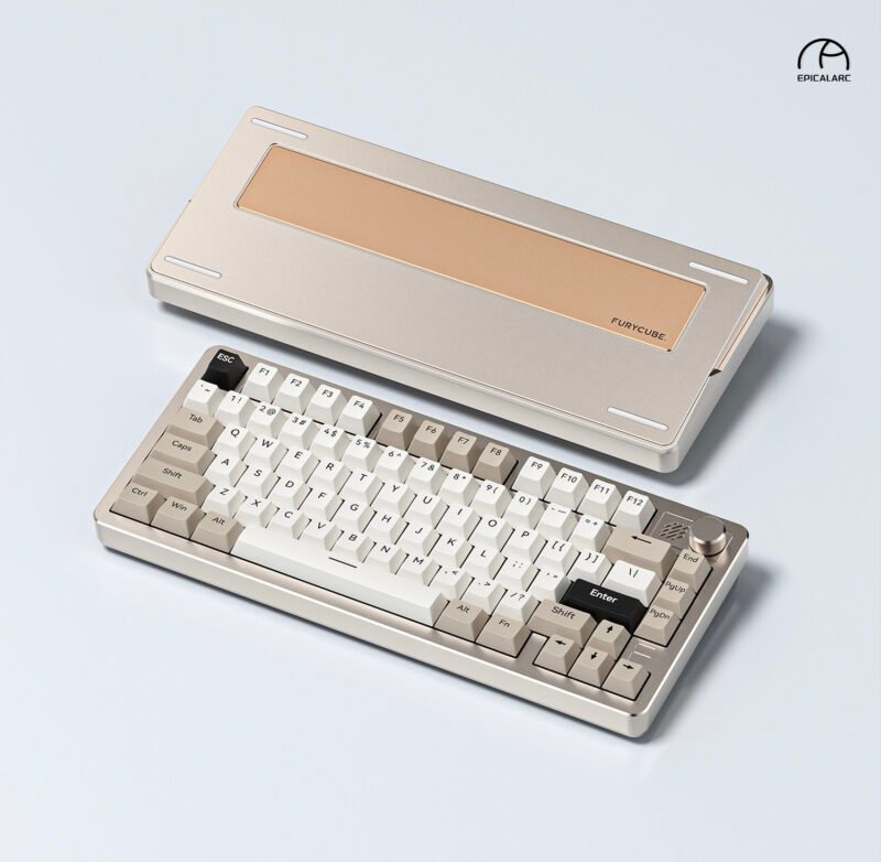 FURYCUBE F75 Wireless 3 Mode Mechanical with Knob Gaming Keyboard Hot Swappable –【Golden】- Only at EpicalArc - Image 2