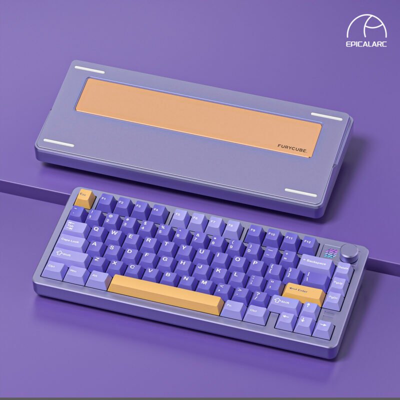 FURYCUBE F75 Wireless 3 Mode Mechanical with Knob Gaming Keyboard Hot Swappable  – 【Violet】- Only at EpicalArc - Image 3