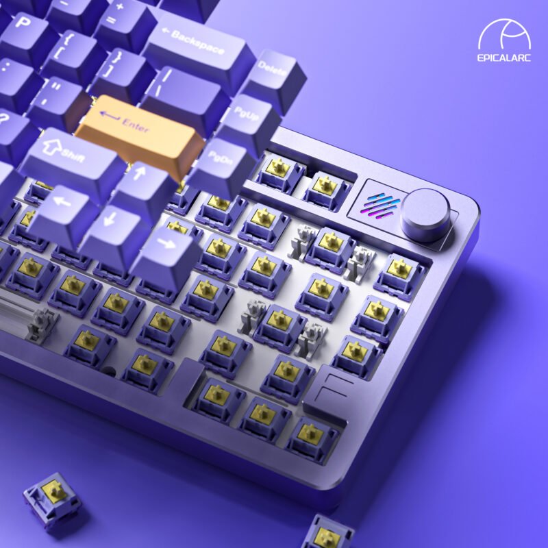 FURYCUBE F75 Wireless 3 Mode Mechanical with Knob Gaming Keyboard Hot Swappable  – 【Violet】- Only at EpicalArc - Image 2