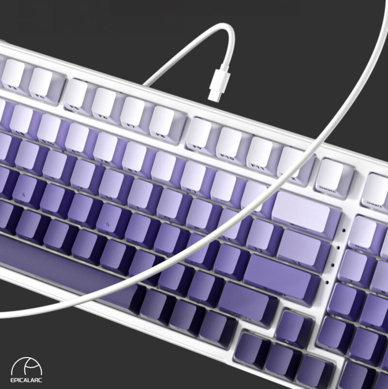 ZT99 Wireless 3 Mode Gradient Side Print Mechanical Gaming Keyboard Hot Swappable  – 【Purple】 - Image 3