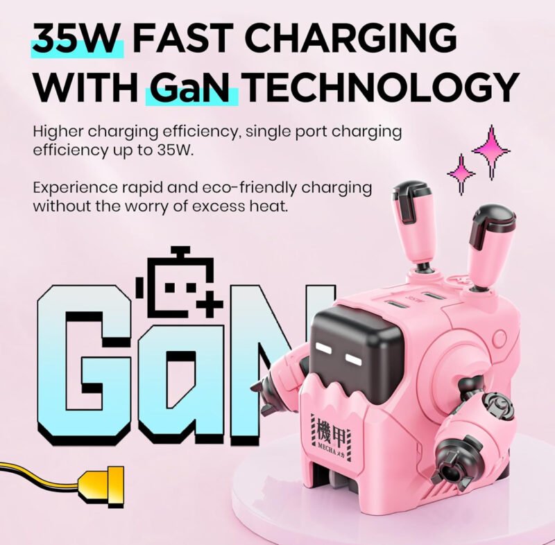 GravaStar 35W USB C Robot Charger Pink - Image 2