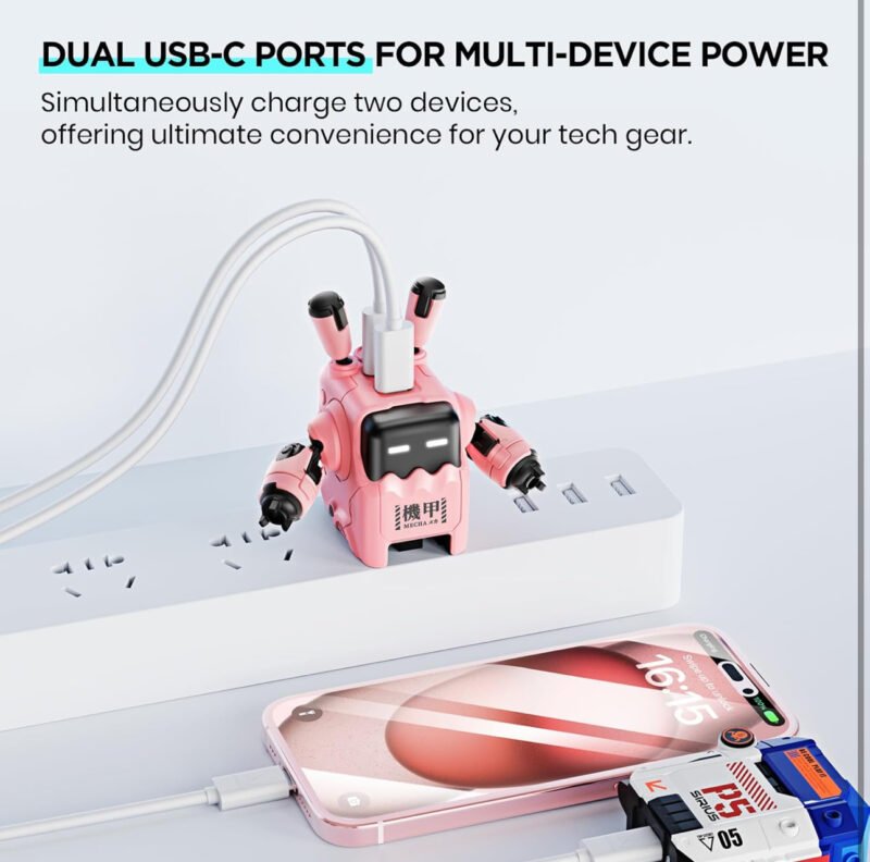 GravaStar 35W USB C Robot Charger Pink - Image 3