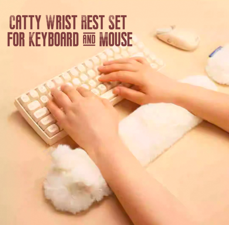 Fluffy Wrist Rest Set for Keyboard and Mouse - Rabbit - Image 2