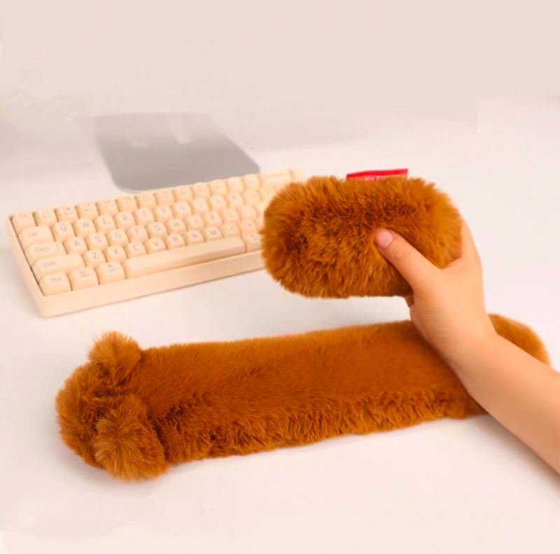 Fluffy Wrist Rest Set for Keyboard and Mouse - Bear - Image 2